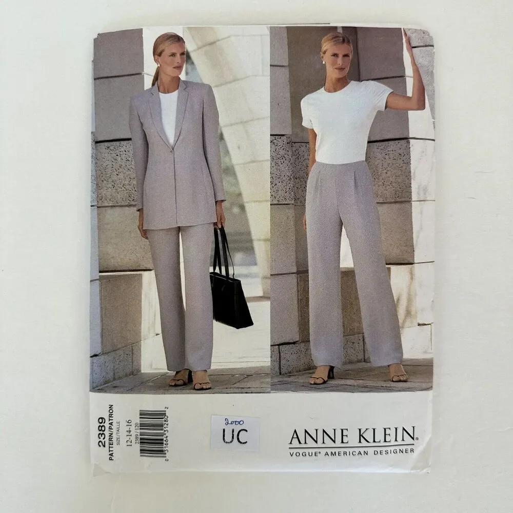 ANNE KLEIN VOGUE 2389 LADIES SUIT PATTERN 12-16 UNCUT